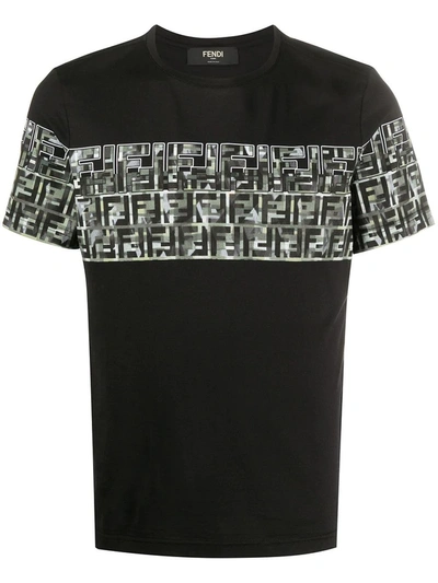 Shop Fendi Camoufflage Logo Print T-shirt Black/nero