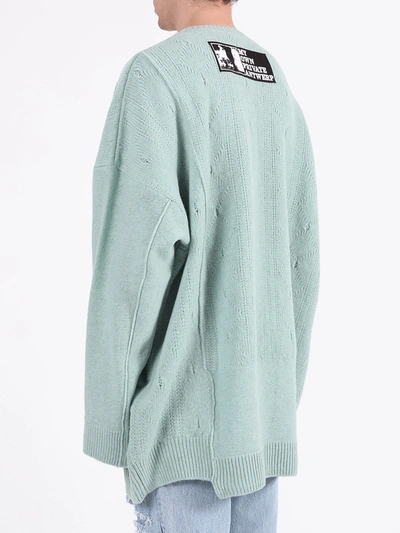 Shop Raf Simons Over-sized Crewneck Patch Sweater In Blue