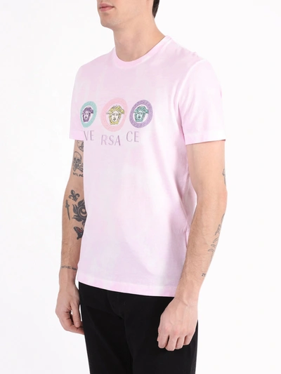 Shop Versace Tie-dye Medusa Logo T-shirt In Pink