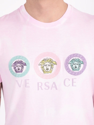Shop Versace Tie-dye Medusa Logo T-shirt In Pink