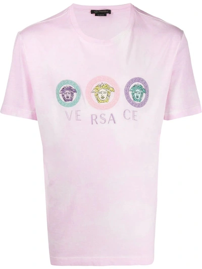 Shop Versace Tie-dye Medusa Logo T-shirt In Pink