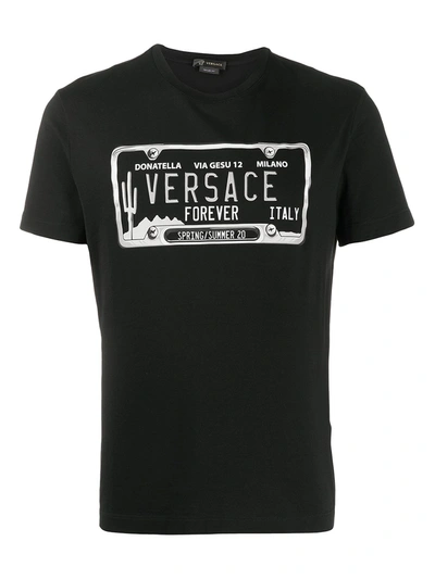 Shop Versace Registration Plate T-shirt In Grey