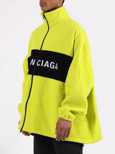 Shop Balenciaga Neon Yellow Logo Jacket