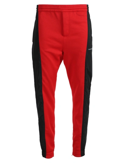 Shop Givenchy Red And Black Logo Jogger Pants