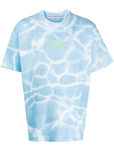 Shop Alexander Wang Blue Pool Water Print Logo T-shirt