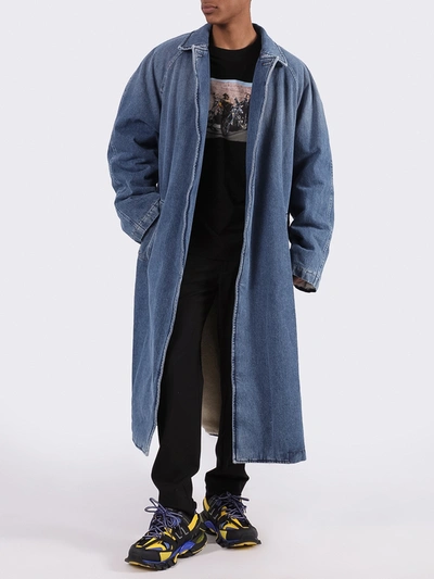 Shop Balenciaga Blue Denim Car Coat