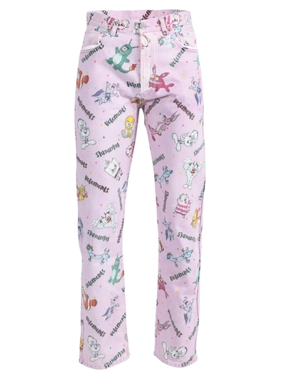 Shop Vetements Pink Multicolored Comic Jeans