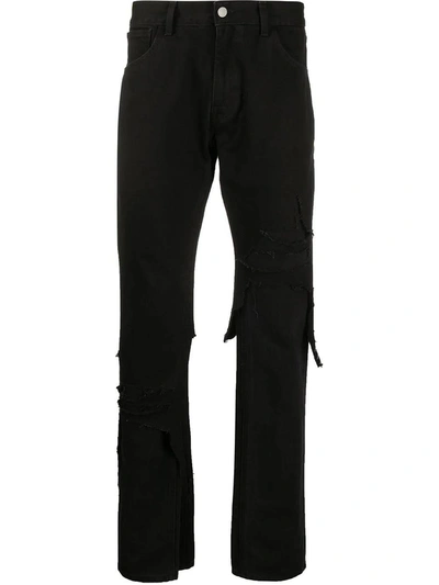 Raf Simons Layered Distressed Denim Jeans In Black | ModeSens Raf Simons Layered Distressed Denim Jeans In Black | ModeSens