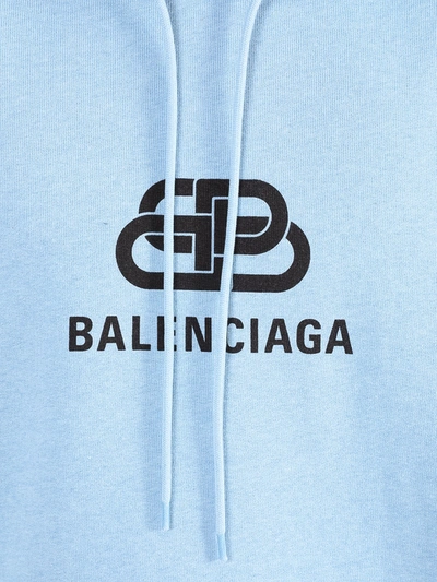 Shop Balenciaga Light Blue Logo Hoodie