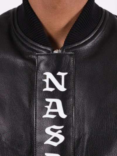 Shop Nasaseasons Multicolored Logo Leather Bomber Jacket