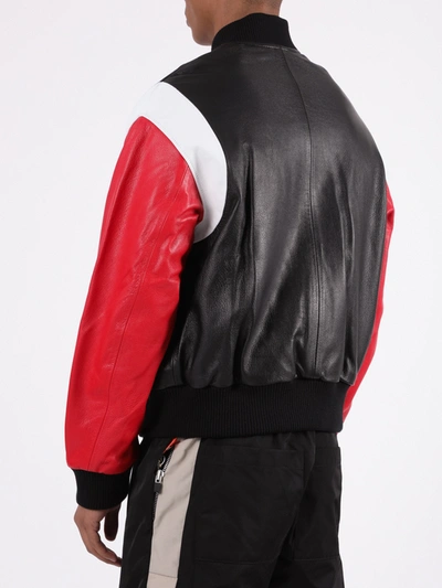 Shop Nasaseasons Multicolored Logo Leather Bomber Jacket