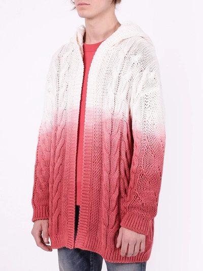 Shop Saint Laurent Dip Dye Knit Cardigan In Pink
