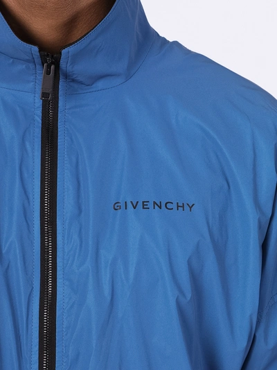Shop Givenchy Blue Logo Windbreaker Jacket
