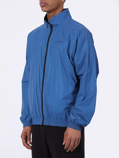 Shop Givenchy Blue Logo Windbreaker Jacket