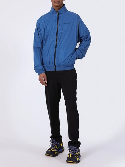 Shop Givenchy Blue Logo Windbreaker Jacket