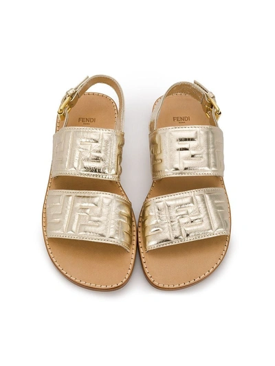 Shop Fendi Gold Ff Sandal