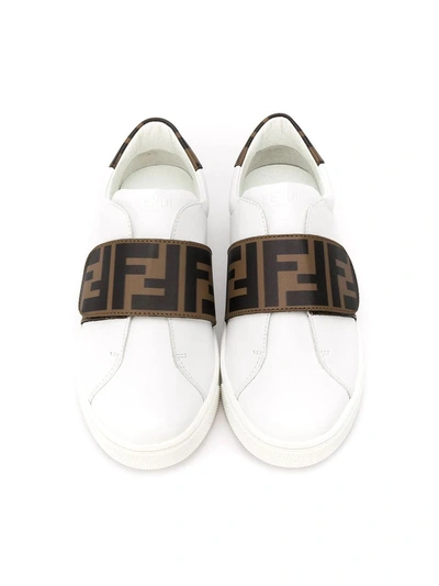 Shop Fendi Kids Velcro Ff Monogram Sneaker
