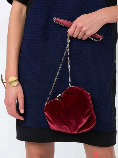 Shop Valentino Minaudiere Velvet Bag In Red