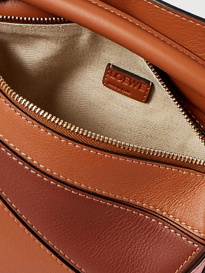 Shop Loewe Color Block Mini Puzzle Handbag In Brown