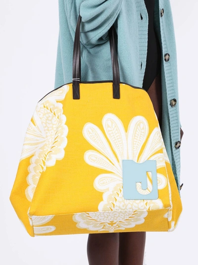 Shop La Doublej Big Mama Multicolored Floral Print Tote Bag In Yellow