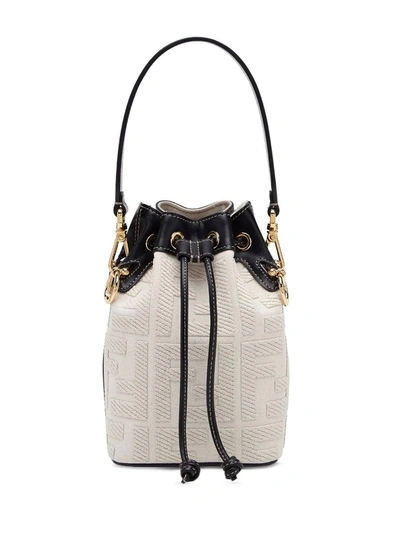 Shop Fendi Mini Mon Tresor Canvas Bag In White