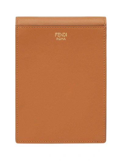 Shop Fendi Vertical Wallet On Chain Bag In Brown