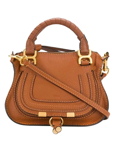 Shop Chloé Tan Mini Marci Double Carry Bag In Brown