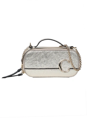 Shop Chloé Mini C Vanity Bag, Silver