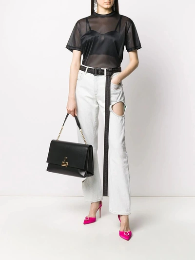 Shop Off-white Paperclip Leather Shoulder Bag In Black