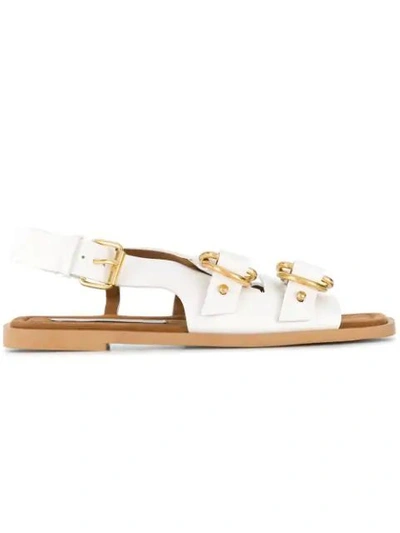 Shop Stella Mccartney White Buckled Pakri Sandals