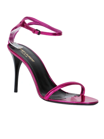Shop Saint Laurent Lexi Pink Metallic Sandal