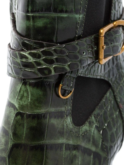 Shop Sies Marjan Green Croc-embossed Naomy Boots