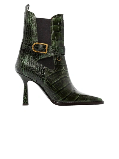 Shop Sies Marjan Green Croc-embossed Naomy Boots