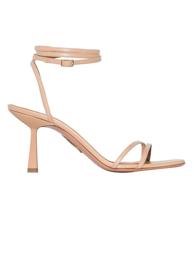 Shop Aquazzura Isa Wrap-around Sandal Nude In Neutral