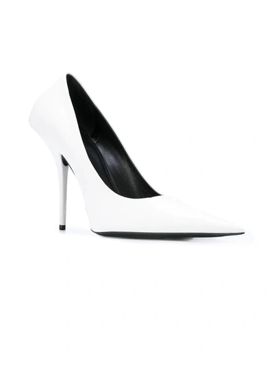 Shop Balenciaga White Leather Pointed Toe Pumps