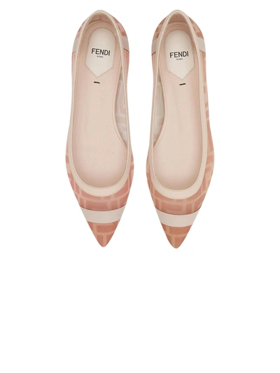 Shop Fendi Ff Logo Skimmer Flats Rose Nude