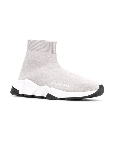 Shop Balenciaga Light Grey Speed Sock Sneakers