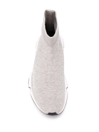 Shop Balenciaga Light Grey Speed Sock Sneakers