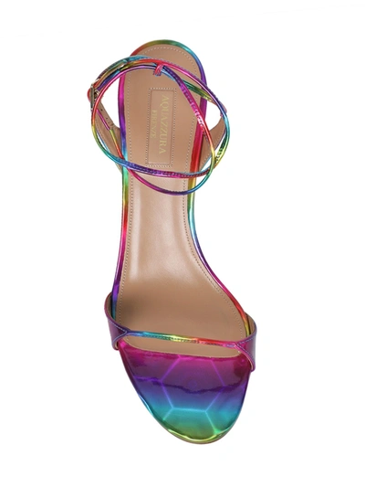 Shop Aquazzura Multicolored Metallic Minute Sandal