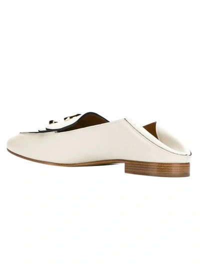 Shop Chloé White Leather Loafers