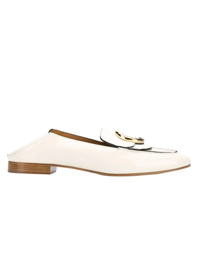 Shop Chloé White Leather Loafers