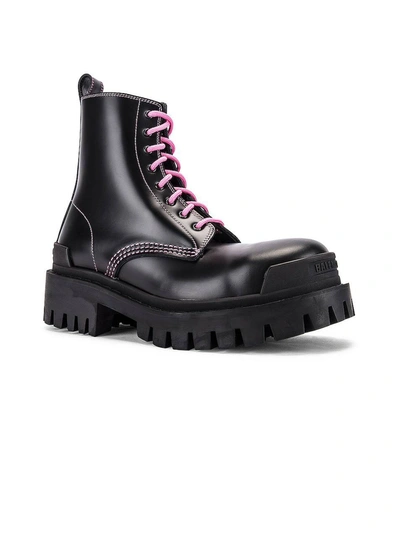 Shop Balenciaga Black Leather Strike Boot