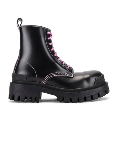 Shop Balenciaga Black Leather Strike Boot