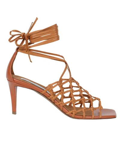 Shop Stella Mccartney Caramel Woven Fiace Sandals In Orange