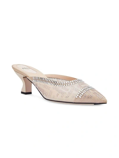 Shop Fendi Colibrì Sabot Mules Nude