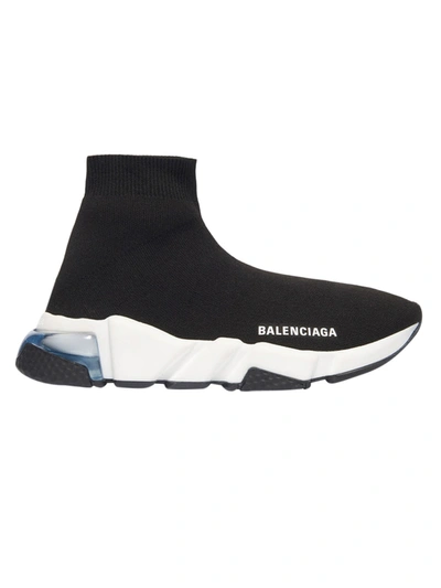 Shop Balenciaga Black And White Speed Light Clear Sole Sneakers