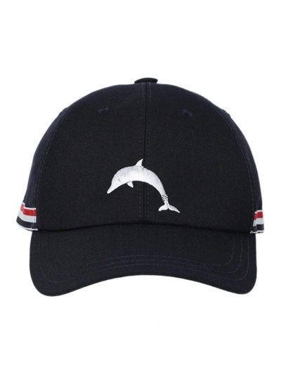 Shop Thom Browne Classic Baseball Cap With Dolphin In Blue