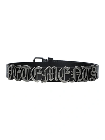 Shop Vetements Black Gothic Logo Leather Belt