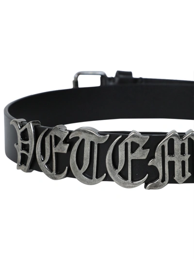 Shop Vetements Black Gothic Logo Leather Belt