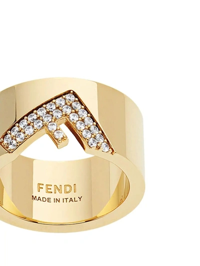 Shop Fendi F Crystal Ring In Gold